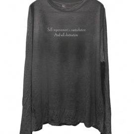 Black Distressed Dirty-Look Letter Print Long-Sleeve