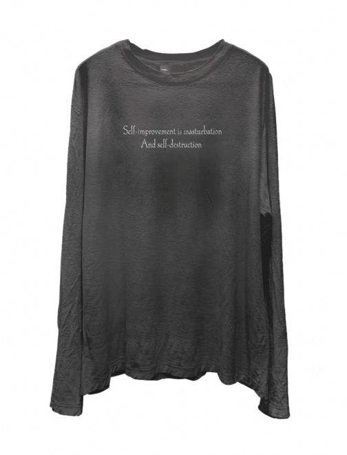 Black Distressed Dirty-Look Letter Print Long-Sleeve