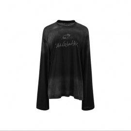 Black Distressed Dirty-Look Long-Sleeve.