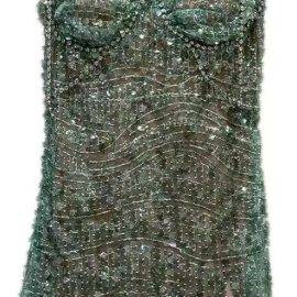 Green sequin suspender skirt