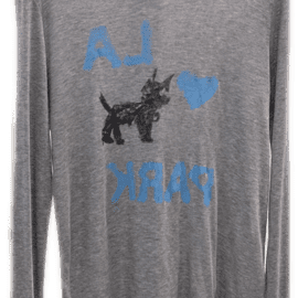 Grey Puppy Print Long-Sleeve Top