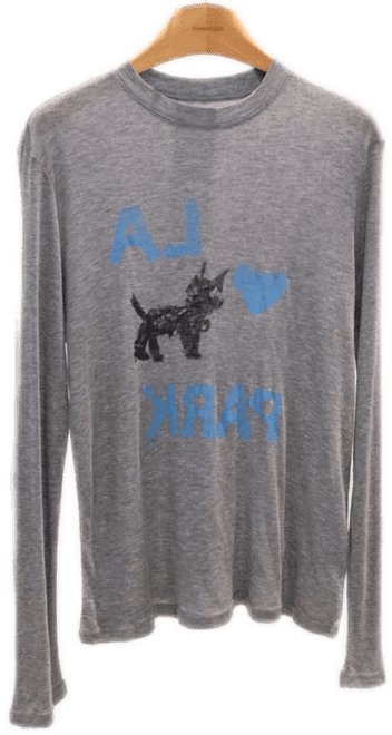 Grey Puppy Print Long-Sleeve Top