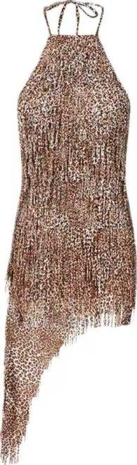 Halter Neck Fringe Asymmetrical Dress