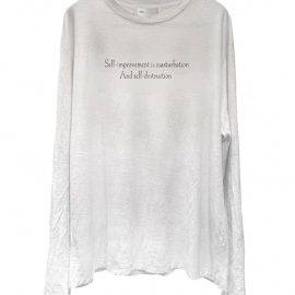 White Distressed Dirty-Look Letter Print Long-Sleeve