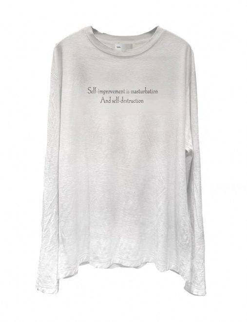 White Distressed Dirty-Look Letter Print Long-Sleeve