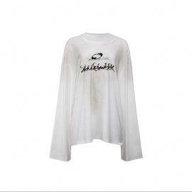 White Distressed Dirty-Look Long-Sleeve