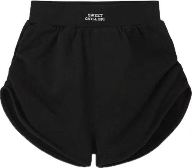 black drawstring shorts